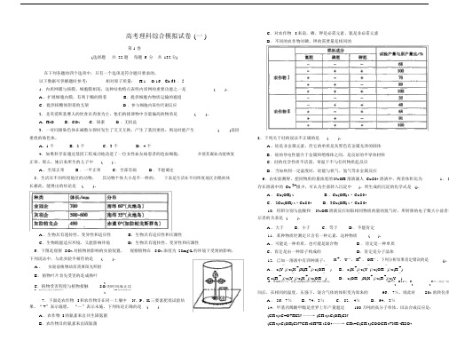 (完整版)高考理科综合模拟试卷(一).doc