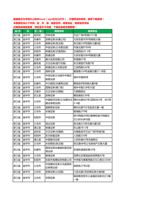 2020新版浙江省金华市证券工商企业公司商家名录名单黄页联系电话号码地址大全81家