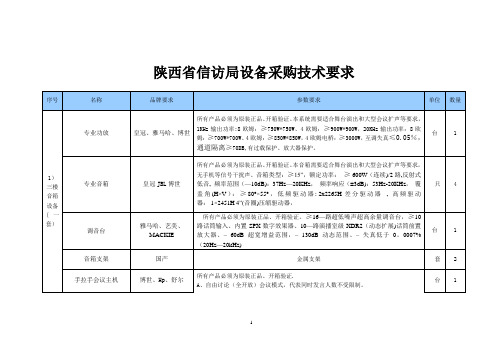 会议室招标音响部分技术参数要求