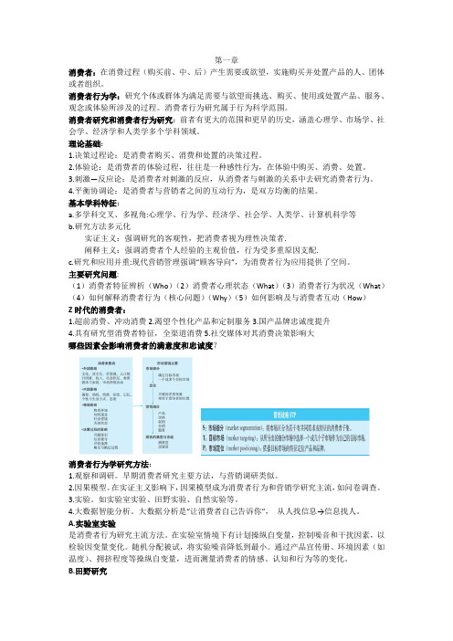 消费者行为学复习资料