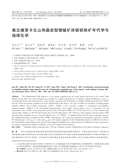 柴北缘茶卡北山伟晶岩型锂铍矿床铌钽铁矿年代学与地球化学