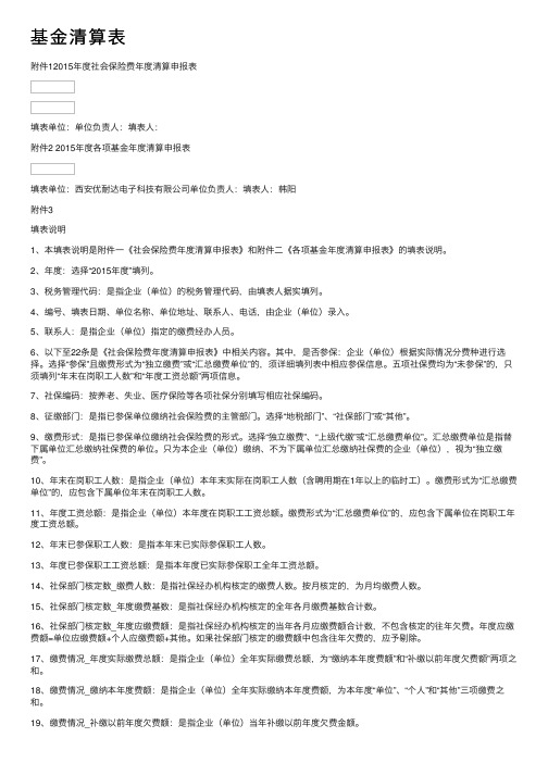 基金清算表——精选推荐