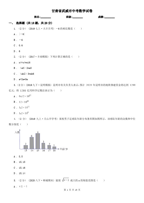 甘肃省武威市中考数学试卷