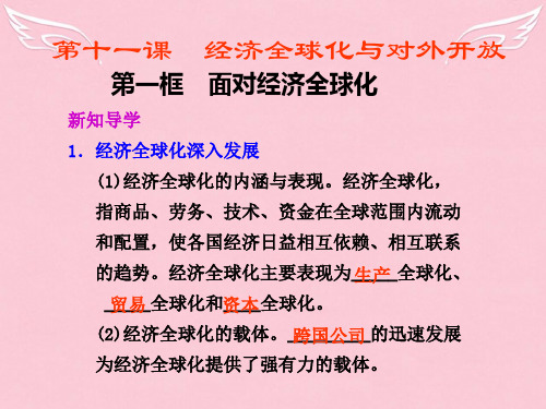 高中政治 第十一课 第一框面对经济全球课件 新人教版必修1