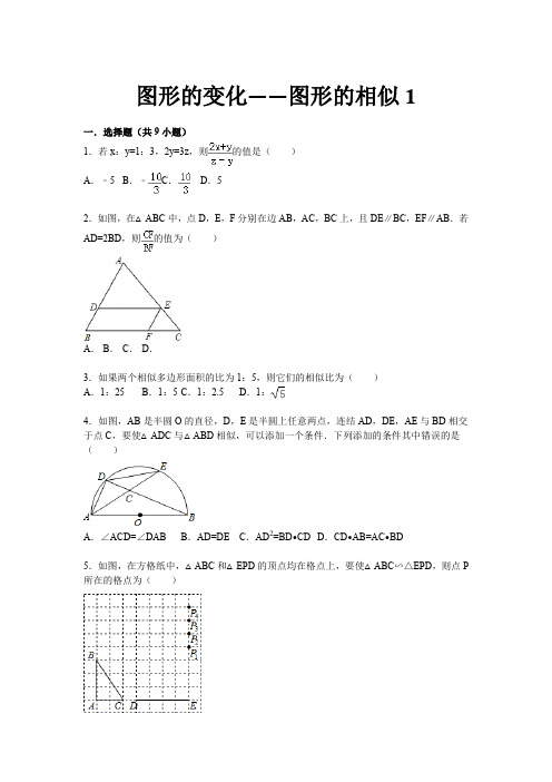 【详解版】九年级中考总复习(华师大版)精练精析：二十八、图形的相似1(25页,考点+分析+点评)