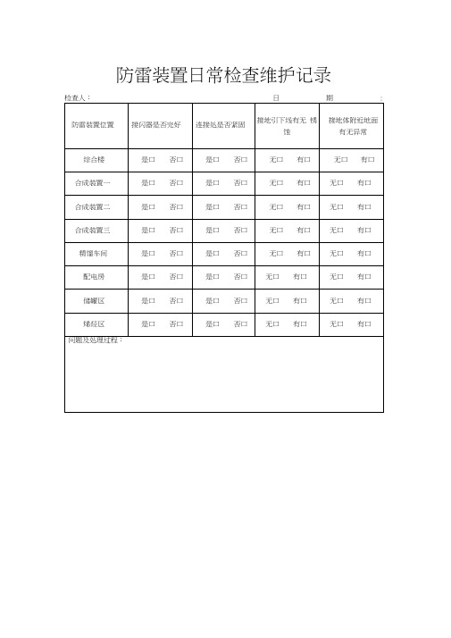 防雷装置日常检查维护记录