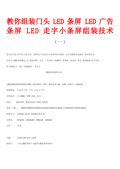 LED广告条屏 LED走字小条屏组装 技术 批发 培训 加盟 招商