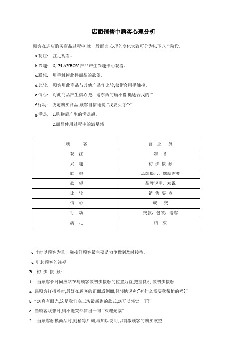 店面销售中顾客心理分析