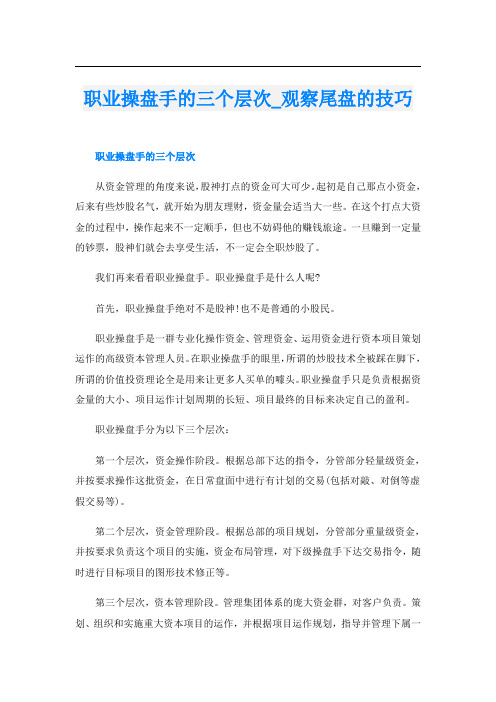 职业操盘手的三个层次_观察尾盘的技巧