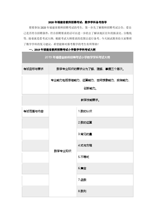 2020年福建省教师招聘考试：数学学科备考指导