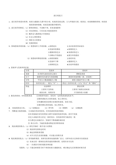 流行病学重点总结