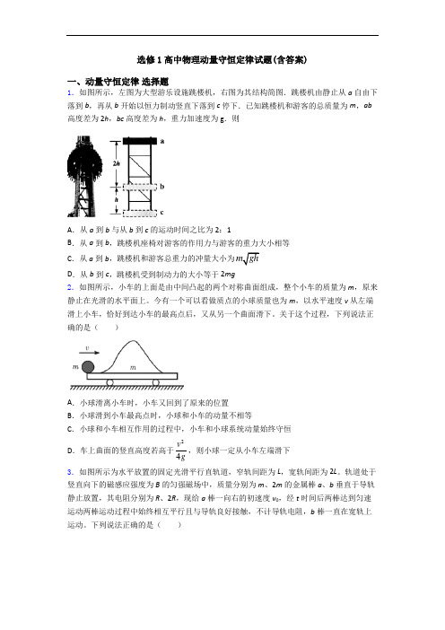 选修1高中物理动量守恒定律试题(含答案)