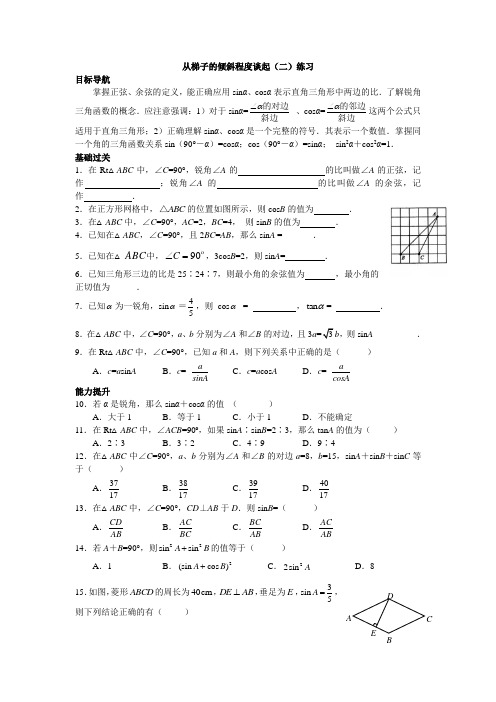 从梯子的倾斜程度谈起(二)练习