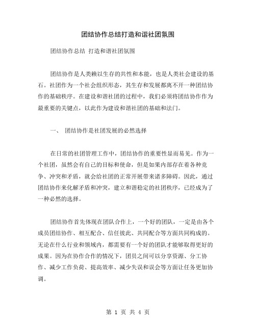 团结协作总结打造和谐社团氛围