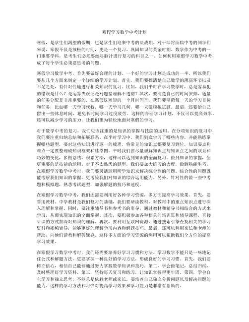 寒假学习数学中考计划