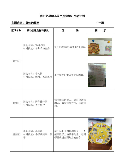 个别化学习活动计划(身体的秘密)