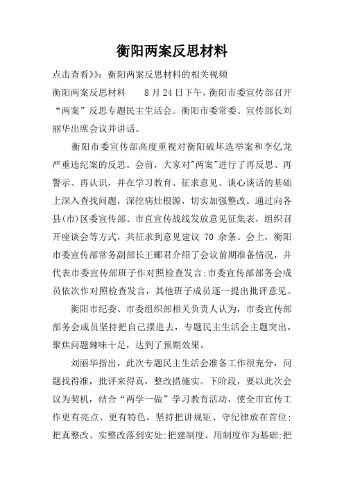 衡阳两案反思材料