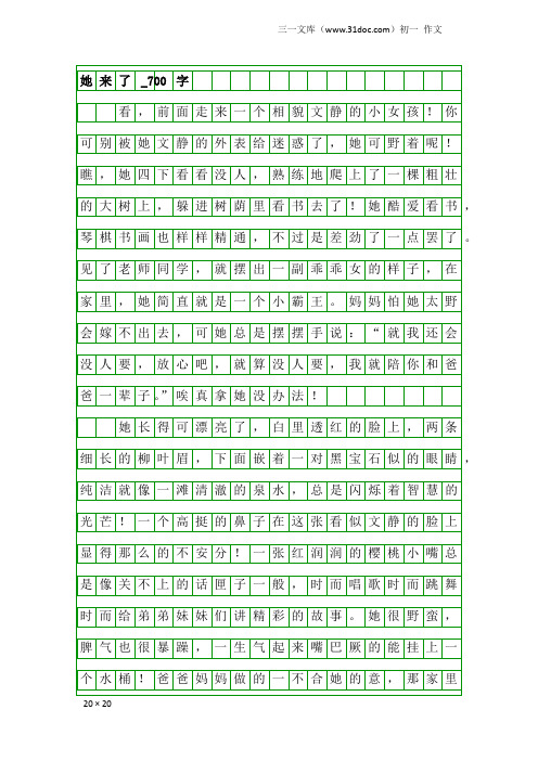 初一作文：她来了_700字