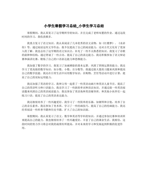 小学生寒假学习总结_小学生学习总结