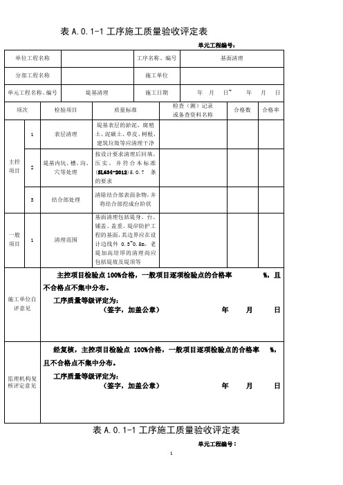 堤防质量评定表最新规范(单元工程).doc表格模板