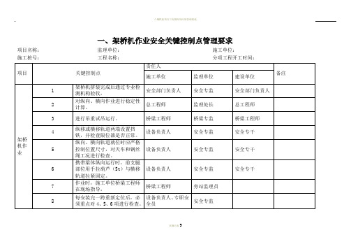 八项施工作业安全关键控制点管理要求