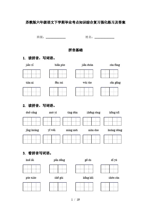 苏教版六年级语文下学期毕业考点知识综合复习强化练习及答案