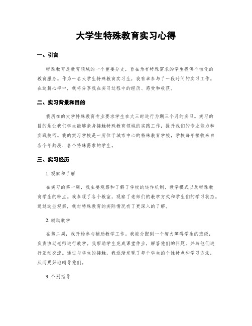 大学生特殊教育实习心得