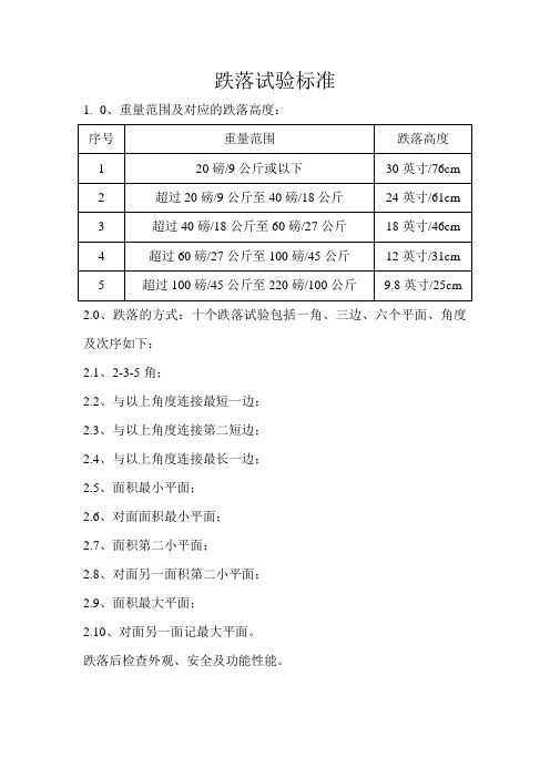 跌落试验标准