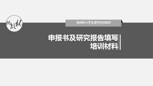 大学生挑战杯申报书及说明书填写培训材料教材