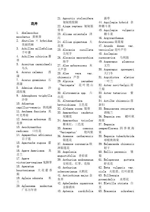 常用园林植物拉丁学名