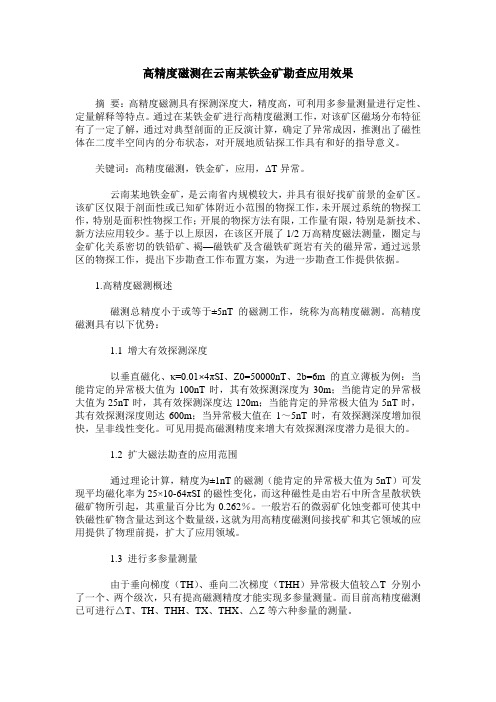 高精度磁测在云南某铁金矿勘查应用效果