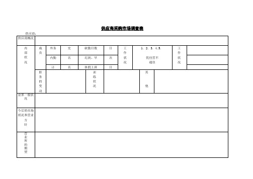 供应商采购市场调查表