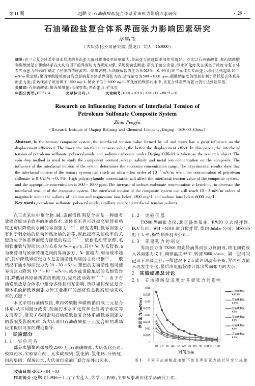 石油磺酸盐复合体系界面张力影响因素研究