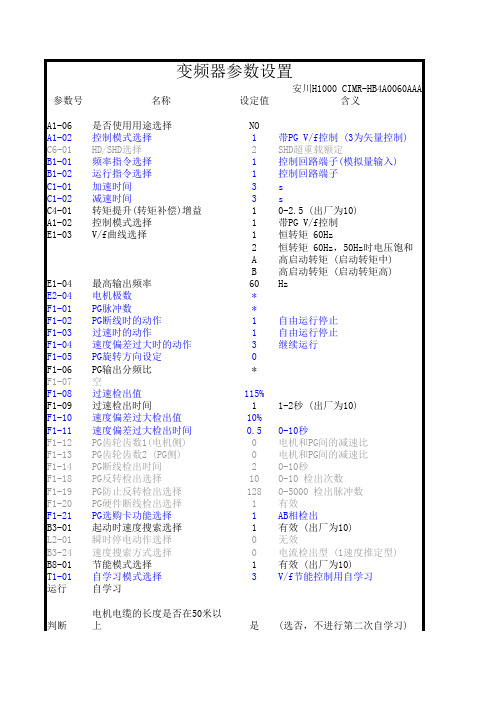 安川变频器 基本设置