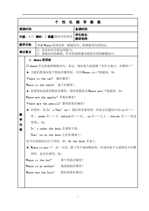 小学英语语法大突破---掌握Where的用法和一般疑问句、特殊疑问句的用法