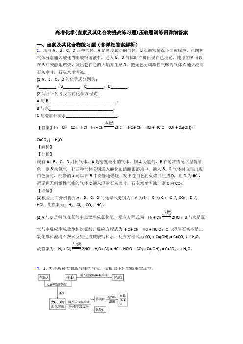 高考化学(卤素及其化合物提高练习题)压轴题训练附详细答案