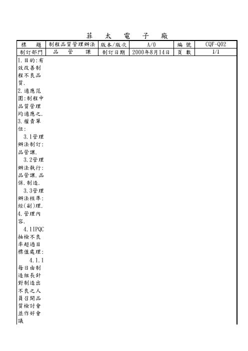 制程品质管理办法