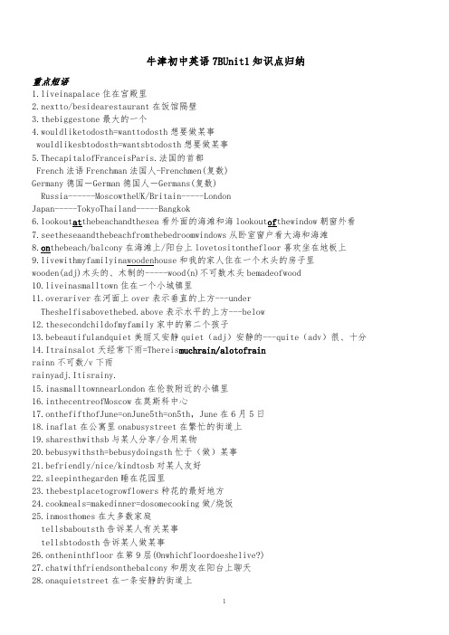 牛津译林7b 词汇、句子unit14