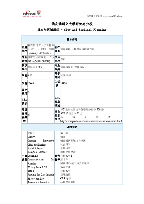 俄亥俄州立大学哥伦布分校城市与区域规划本科专业申请