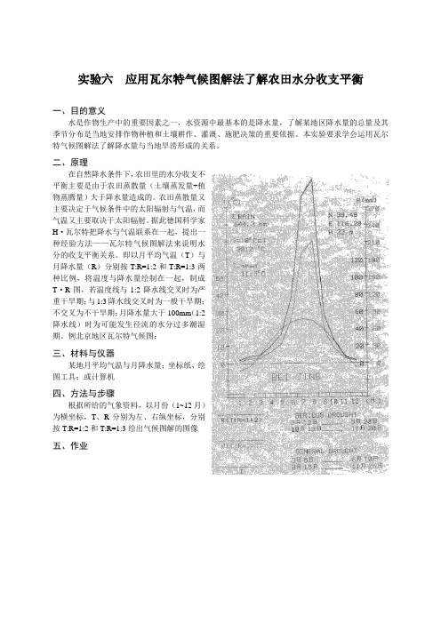 实验六  应用瓦尔特气候图解法了解农田水分收支平衡