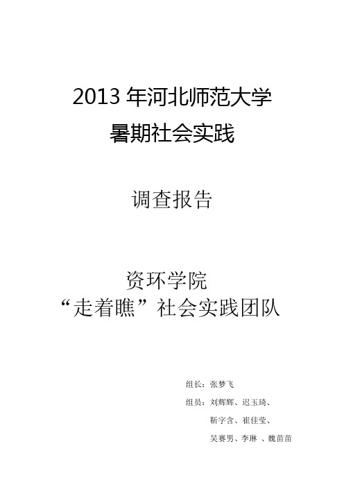 暑期社会实践调查报告