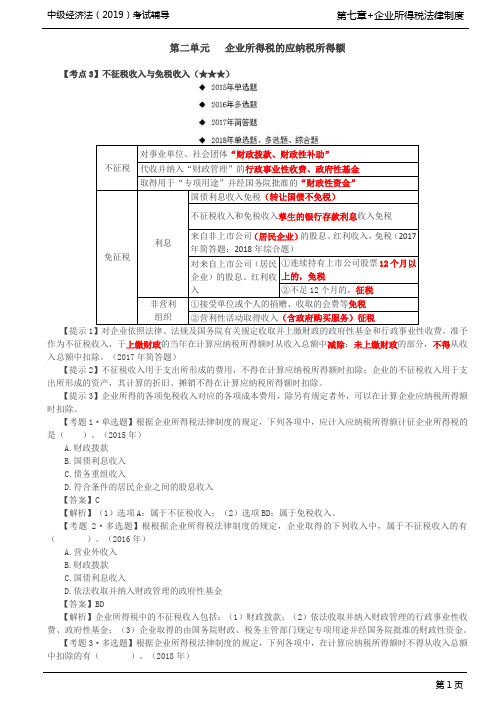 中级会计师考试辅导-中级经济法-基础精讲-第54讲_不征税收入与免税收入、税前准予扣除项目及标准