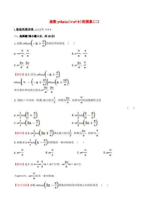 高中数学第一章三角函数1.5函数y=Asinωx φ的图象2课时提升作业2新人教A版