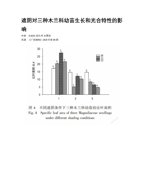 遮阴对三种木兰科幼苗生长和光合特性的影响