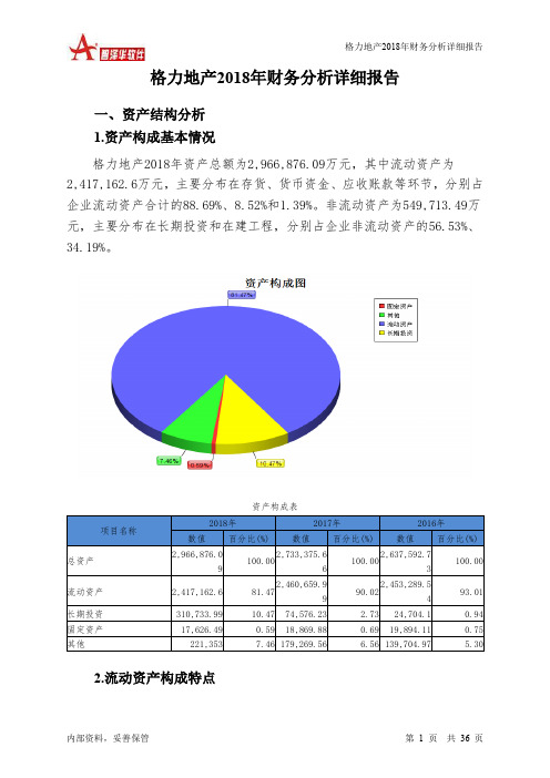 格力地产2018年财务分析详细报告-智泽华