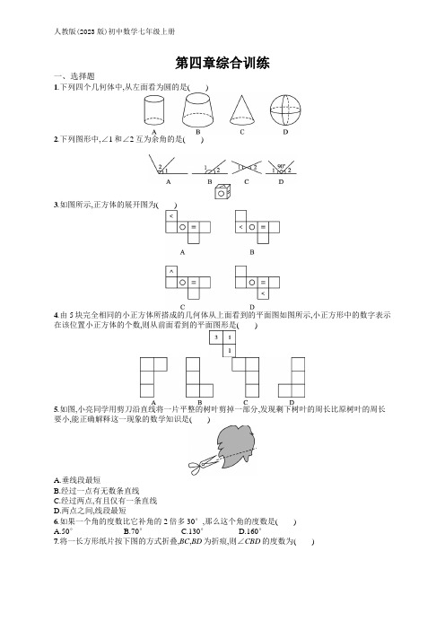 人教版(2023)七年级上册数学同步练：第四章综合训练(含答案)【可编辑可打印】