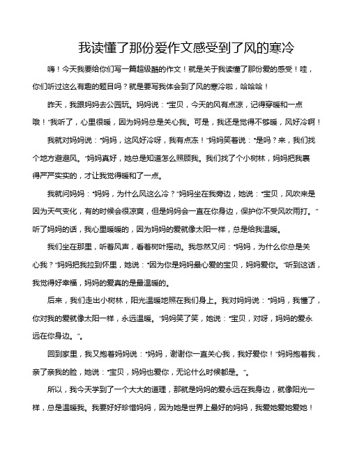 我读懂了那份爱作文感受到了风的寒冷