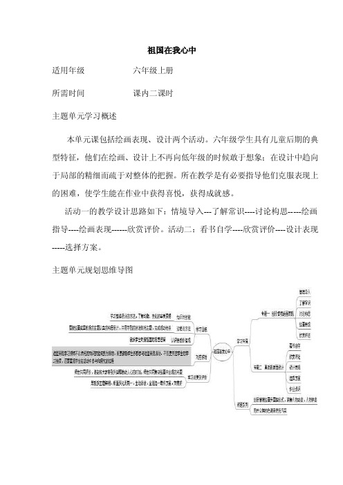 初中美术《祖国在我心中》单元教学设计以及思维导图