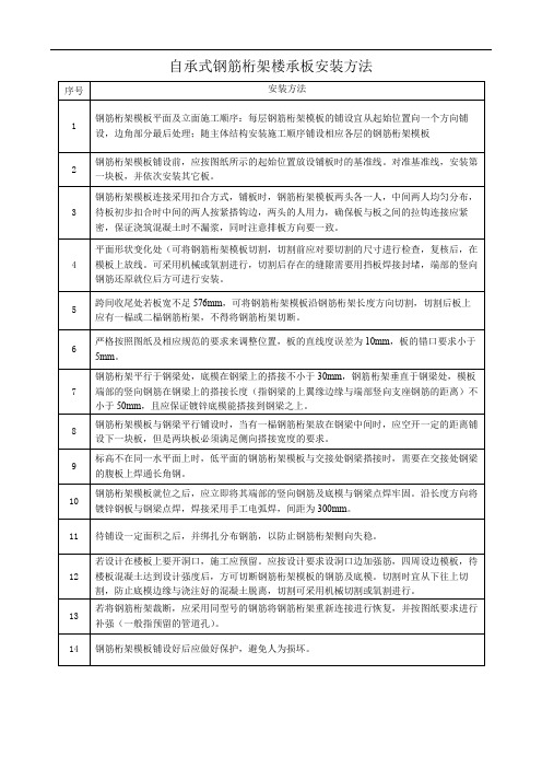 自承式钢筋桁架楼承板安装方法