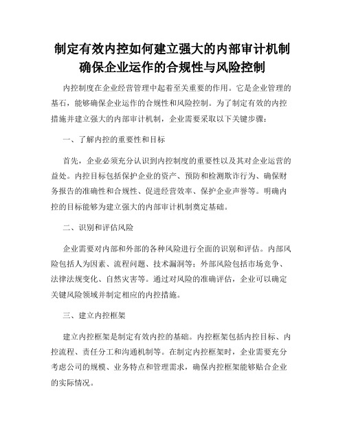 制定有效内控如何建立强大的内部审计机制确保企业运作的合规性与风险控制